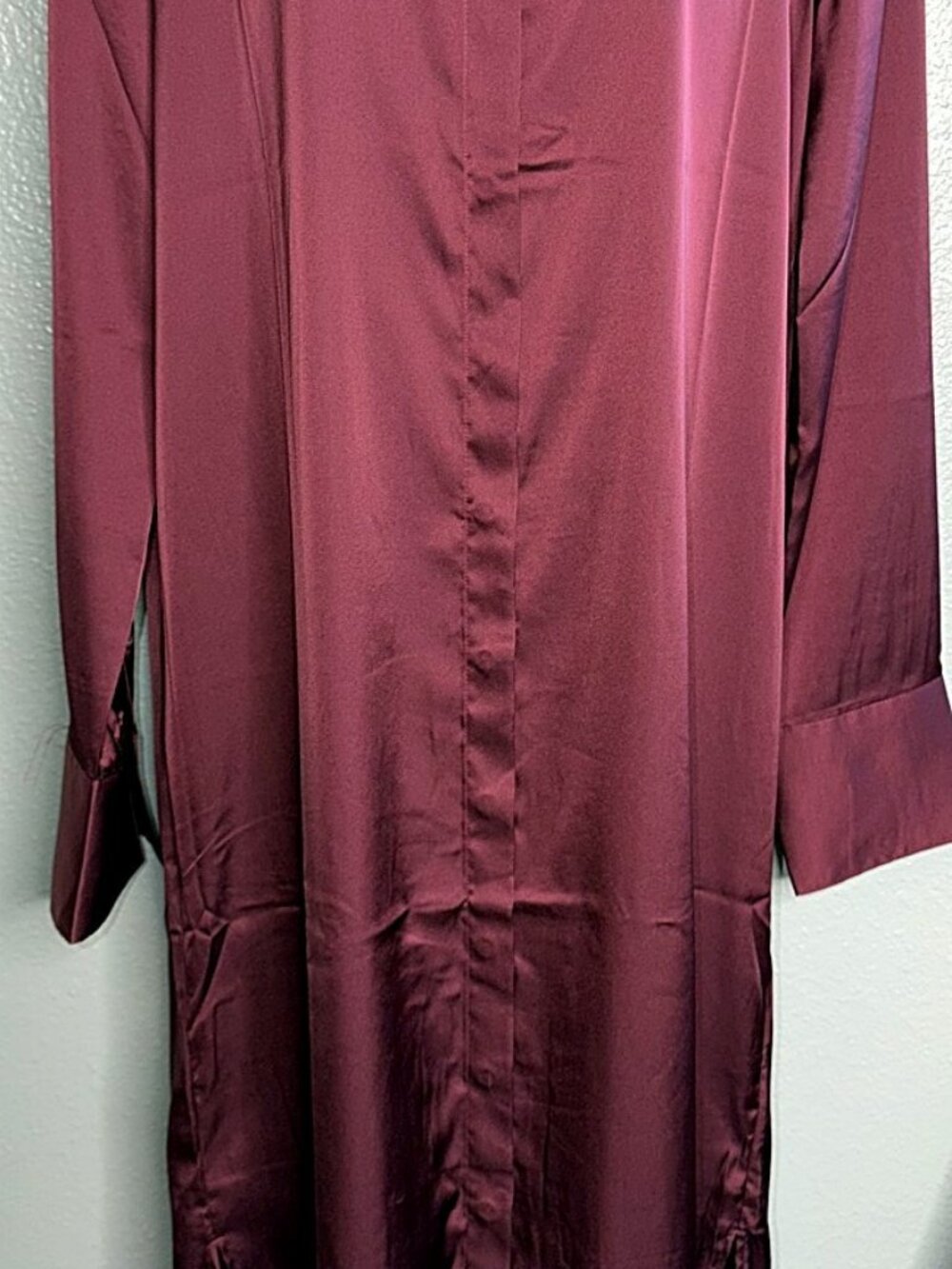 Banana Republic Factory Satin Maxi Shirtdress Burgundy M Tall New With Tags